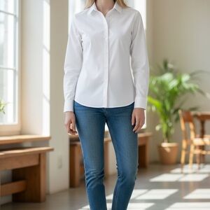 Elegant White Women's Button-Down Shirt